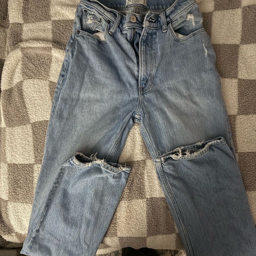 Abercrombie & Fitch Women's Straight Leg Jeans - Light Blue